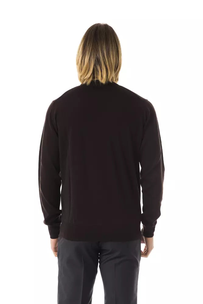 Uominitaliani Brown Merino Wool Men Sweater -   -  Uominitaliani.