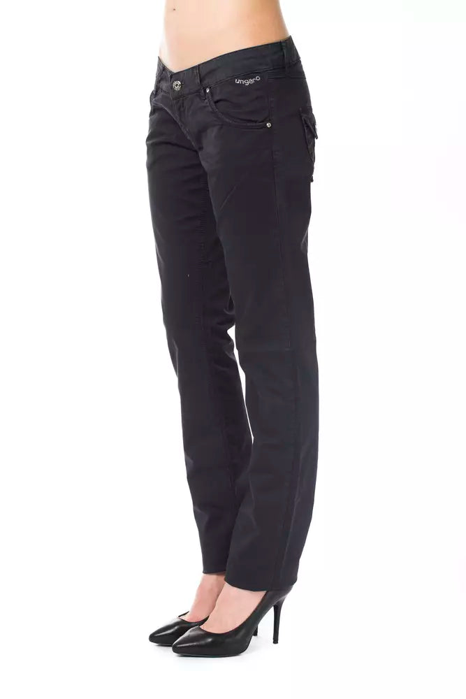 Ungaro Fever - Chic Cotton Blend Straight Leg Pant - Blue