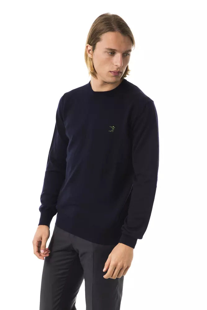 Uominitaliani Blue Merino Wool Men's Sweater -   -  Uominitaliani.
