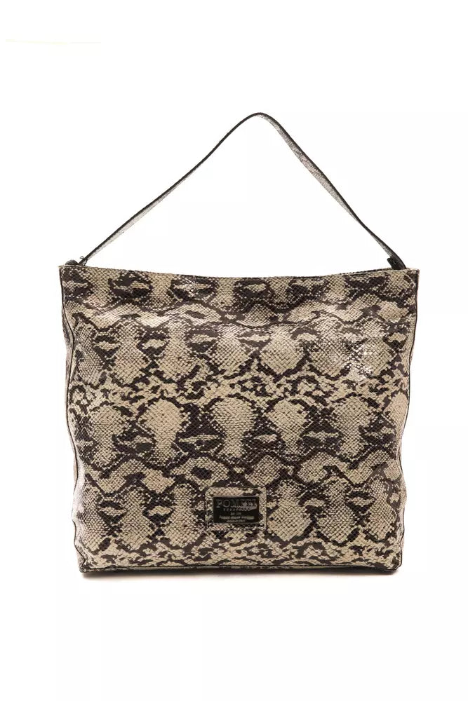 Pompei Donatella Gray Leather Women Shoulder Bag -  Luxury Shoulder Bag for Women -  Pompei Donatella.