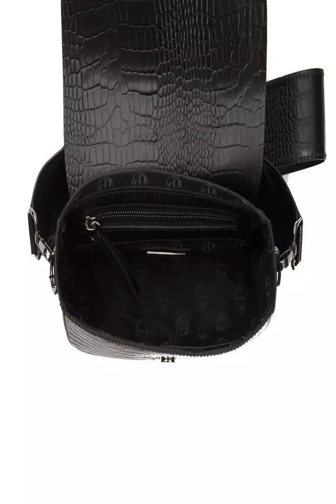 Pompei Donatella Black Leather Women Crossbody -  Luxury Cross Body Bag for Women -  Pompei Donatella.