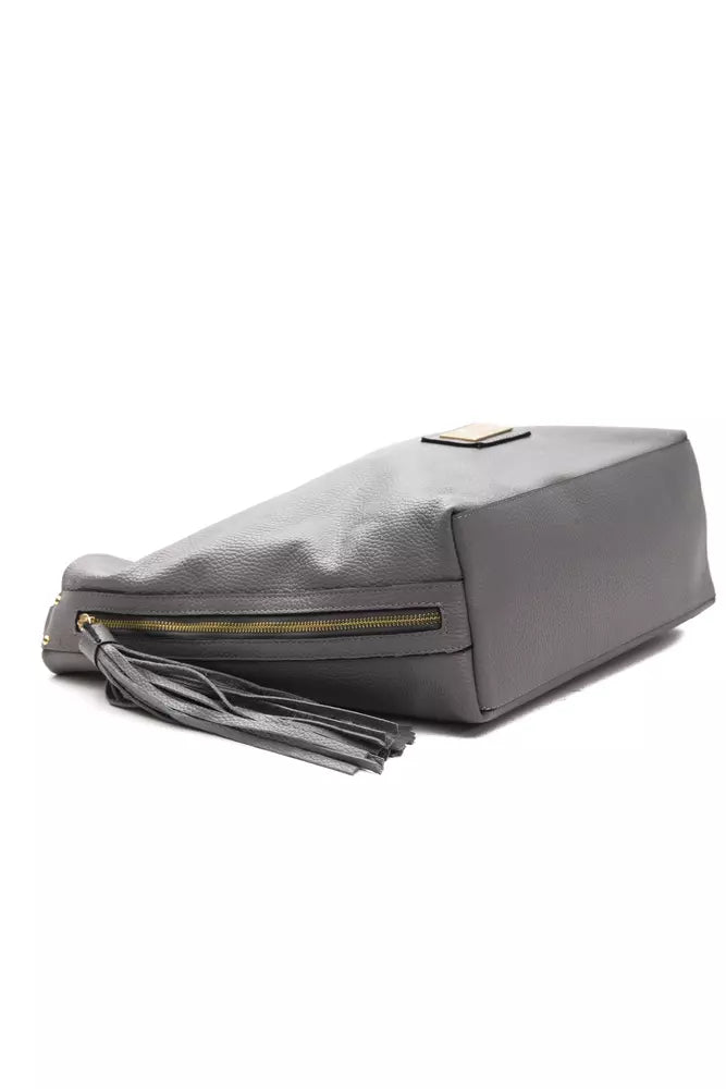 Pompei Donatella Gray Leather Women Shoulder Bag -  Luxury Shoulder Bag for Women -  Pompei Donatella.