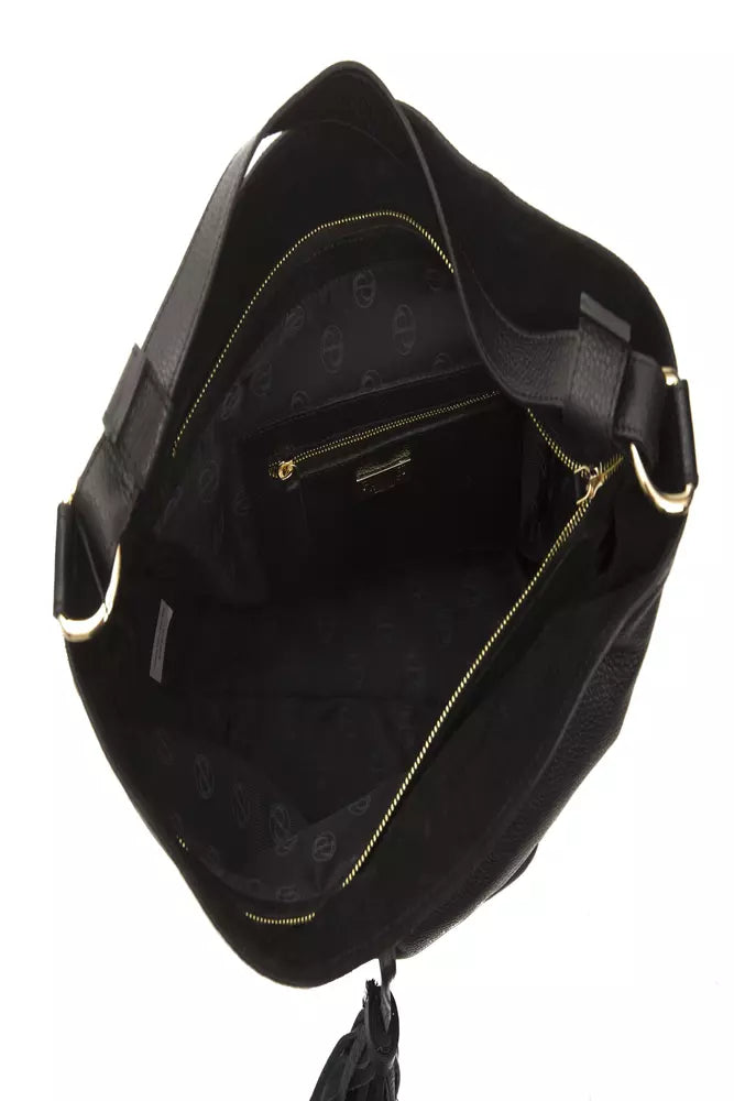 Pompei Donatella Black Leather Women Shoulder Bag -  Luxury Shoulder Bag for Women -  Pompei Donatella.