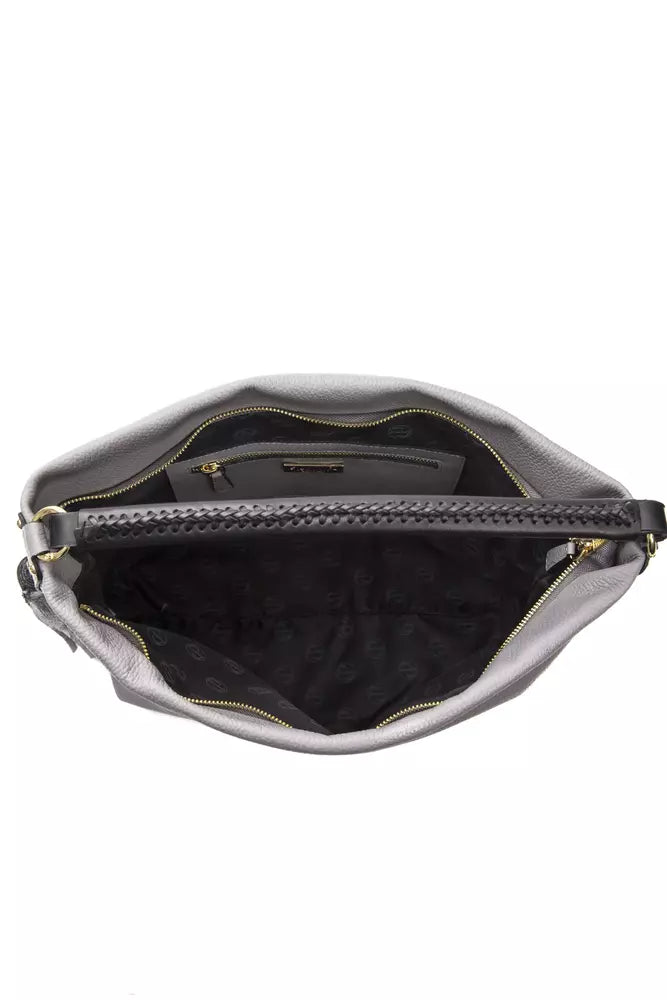 Pompei Donatella Gray Leather Women Shoulder Bag -  Luxury Shoulder Bag for Women -  Pompei Donatella.