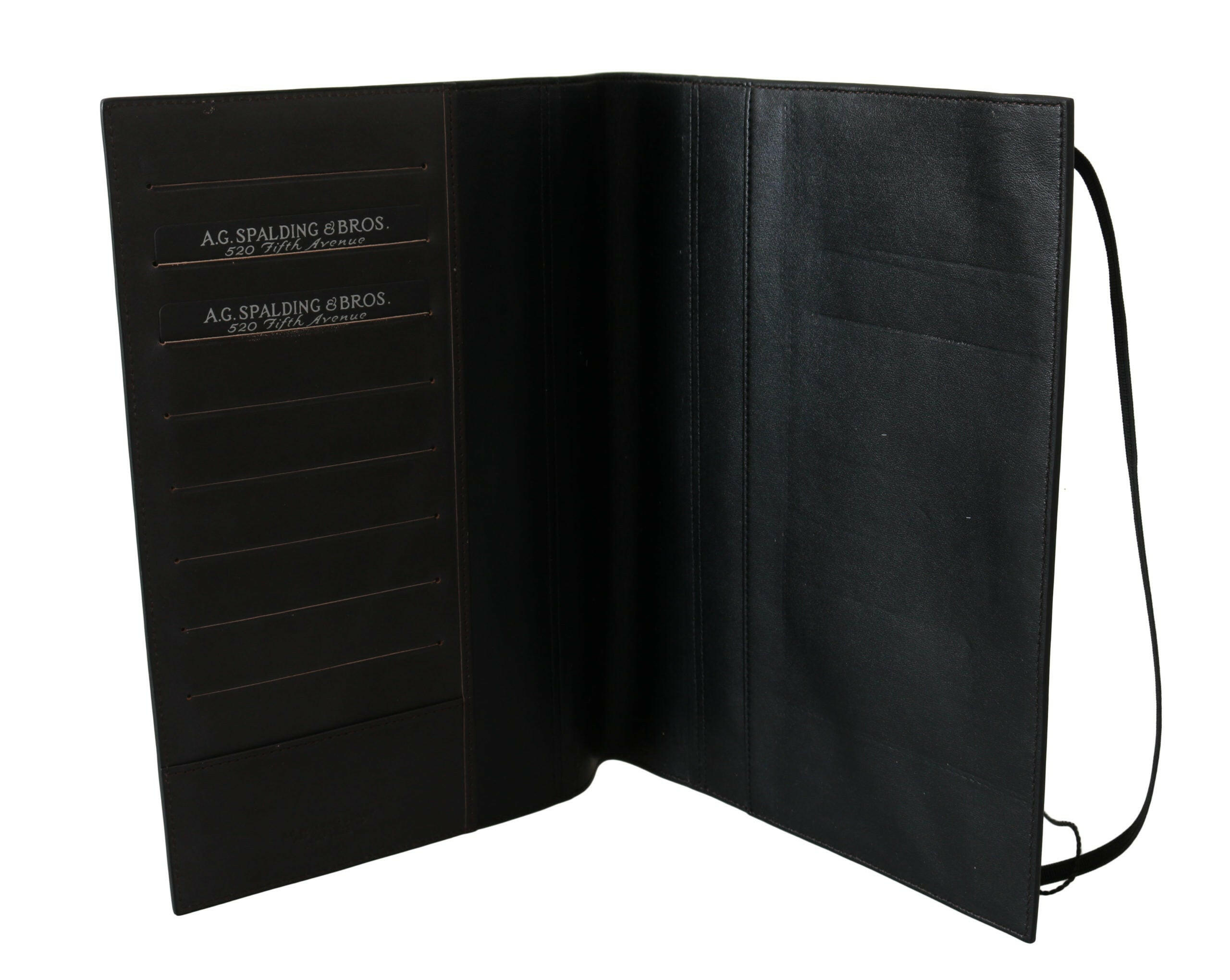 A.G. Spalding & Bros Black Leather Bifold Travel Holder Logo Wallet -  Leather Passport Wallet for Men -  A.G. Spalding & Bros.