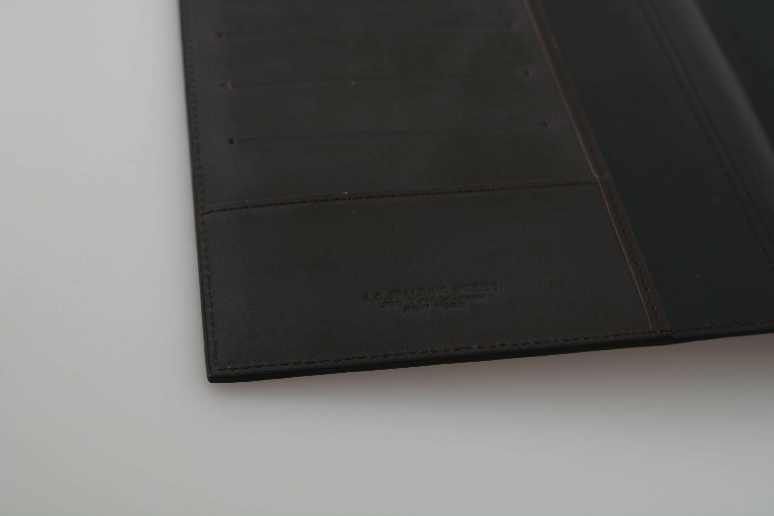 A.G. Spalding & Bros Black Leather Bifold Travel Holder Logo Wallet -  Leather Passport Wallet for Men -  A.G. Spalding & Bros.
