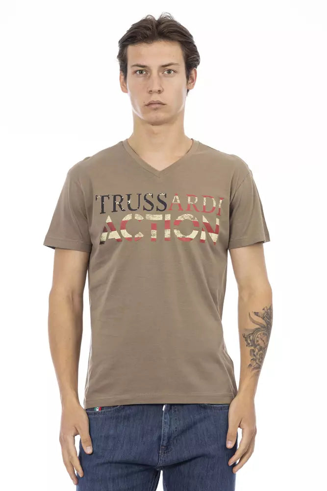 Trussardi Action Brown Cotton Men T-Shirt -   -  Trussardi Action.