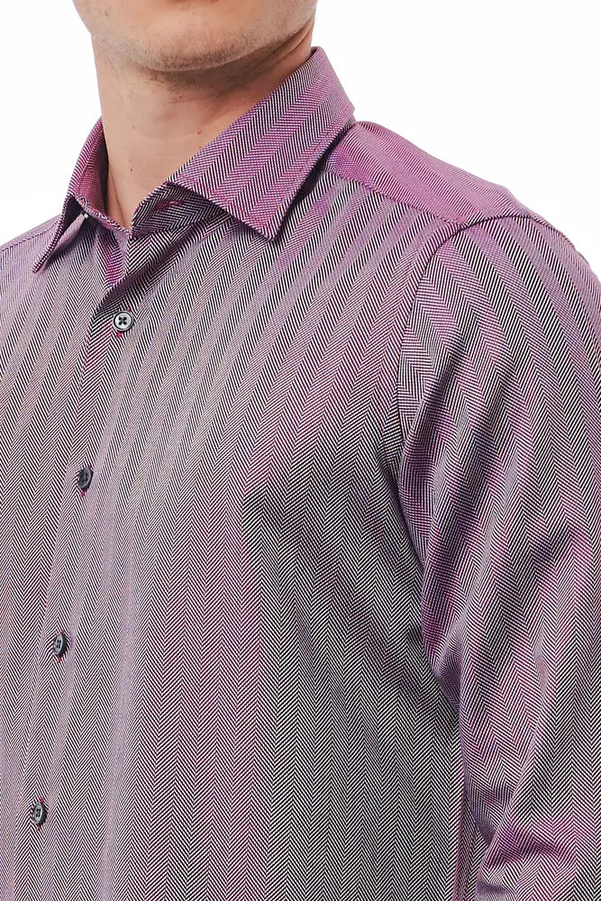 Bagutta Burgundy Cotton Men Shirt -   -  Bagutta.
