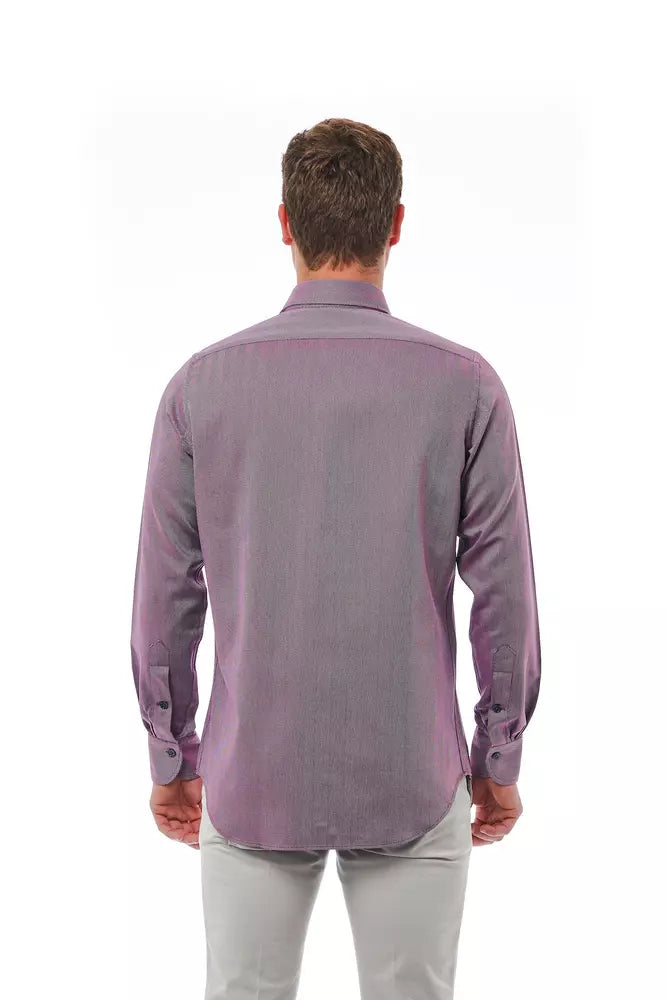 Bagutta Burgundy Cotton Men Shirt -   -  Bagutta.