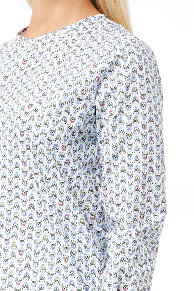 Bagutta White Cotton Women Blouse with Skull Print -   -  Bagutta.