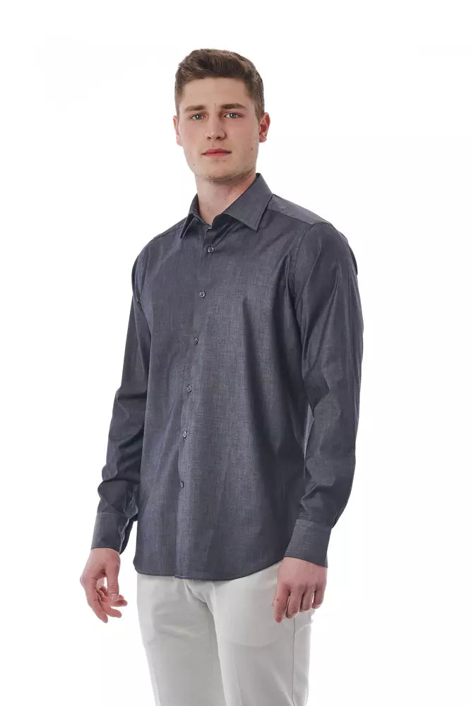 Bagutta Gray Cotton Men Shirt -   -  Bagutta.