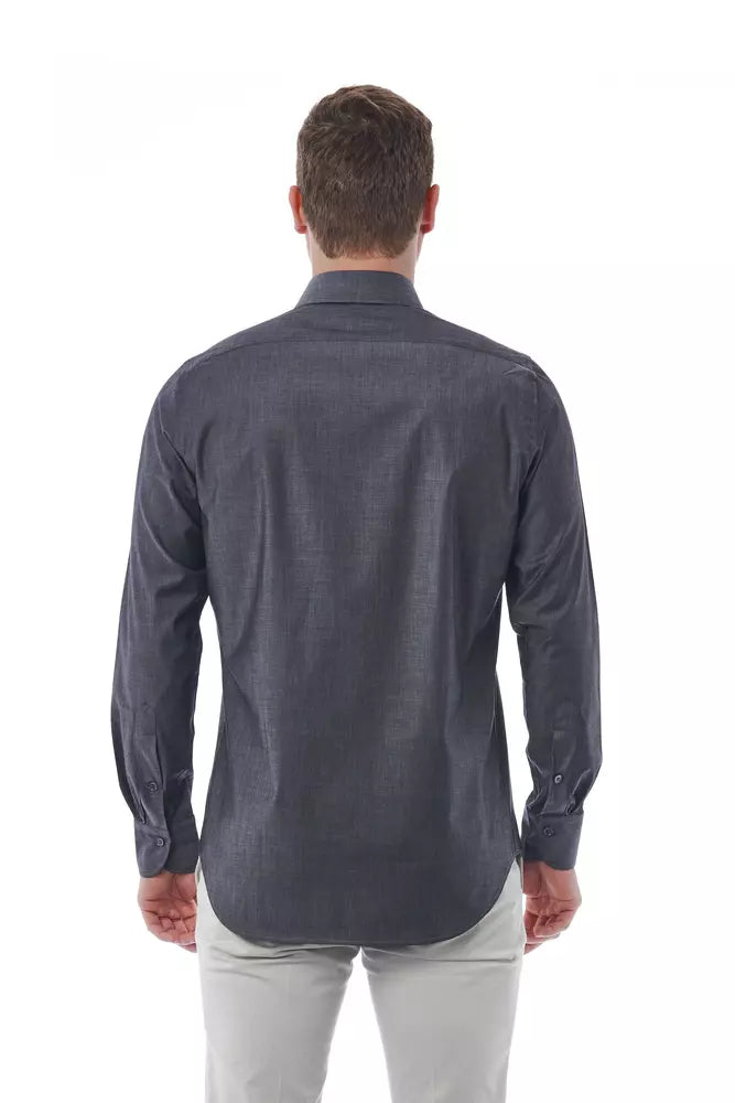 Bagutta Gray Cotton Men Shirt -   -  Bagutta.