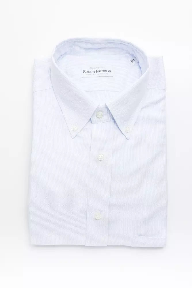 Robert Friedman Light Blue Cotton Men Shirt -   -  Robert Friedman.