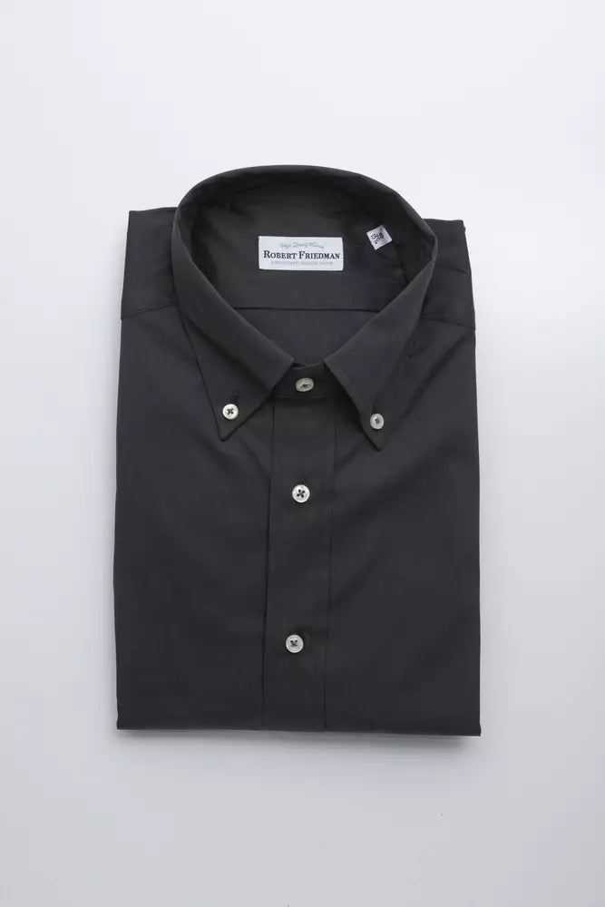 Robert Friedman Gray Cotton Men Shirt -   -  Robert Friedman.