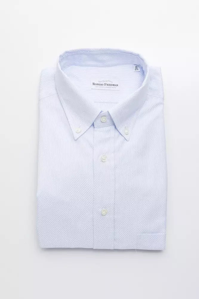 Robert Friedman Light Blue Cotton Men Shirt -   -  Robert Friedman.
