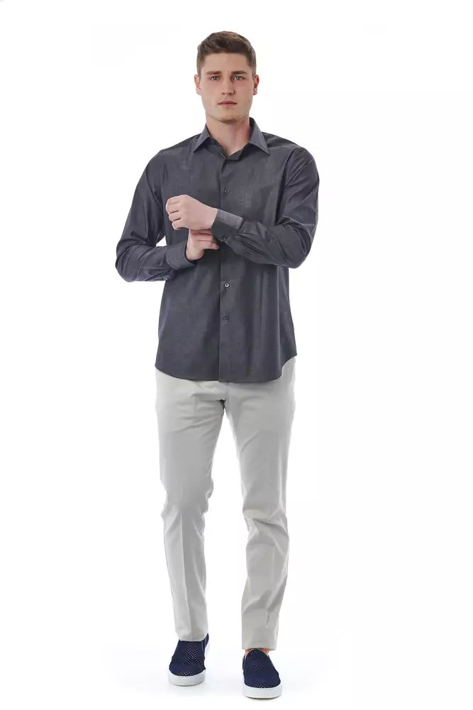 Bagutta Gray Cotton Men Shirt -   -  Bagutta.
