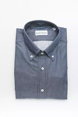 Robert Friedman Blue Cotton Men Shirt -   -  Robert Friedman.