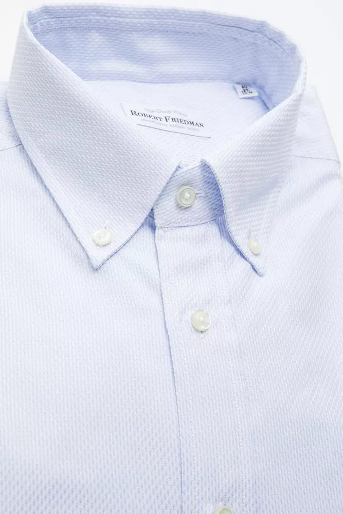 Robert Friedman Light Blue Cotton Men Shirt -   -  Robert Friedman.