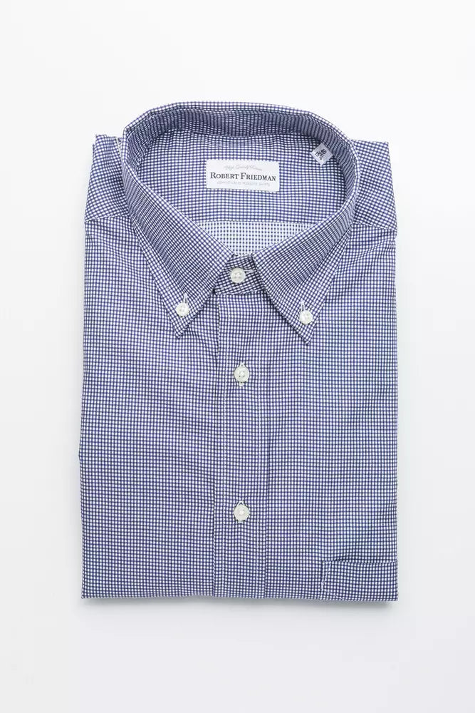 Robert Friedman Blue Cotton Men Shirt -   -  Robert Friedman.