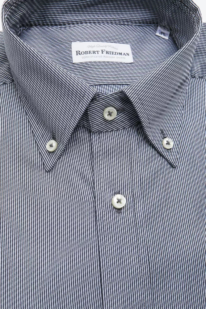 Robert Friedman Blue Cotton Men's Shirt -   -  Robert Friedman.