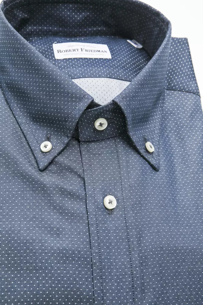 Robert Friedman Blue Cotton Men Shirt -   -  Robert Friedman.