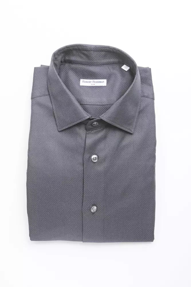 Robert Friedman Blue Cotton Men Shirt -   -  Robert Friedman.