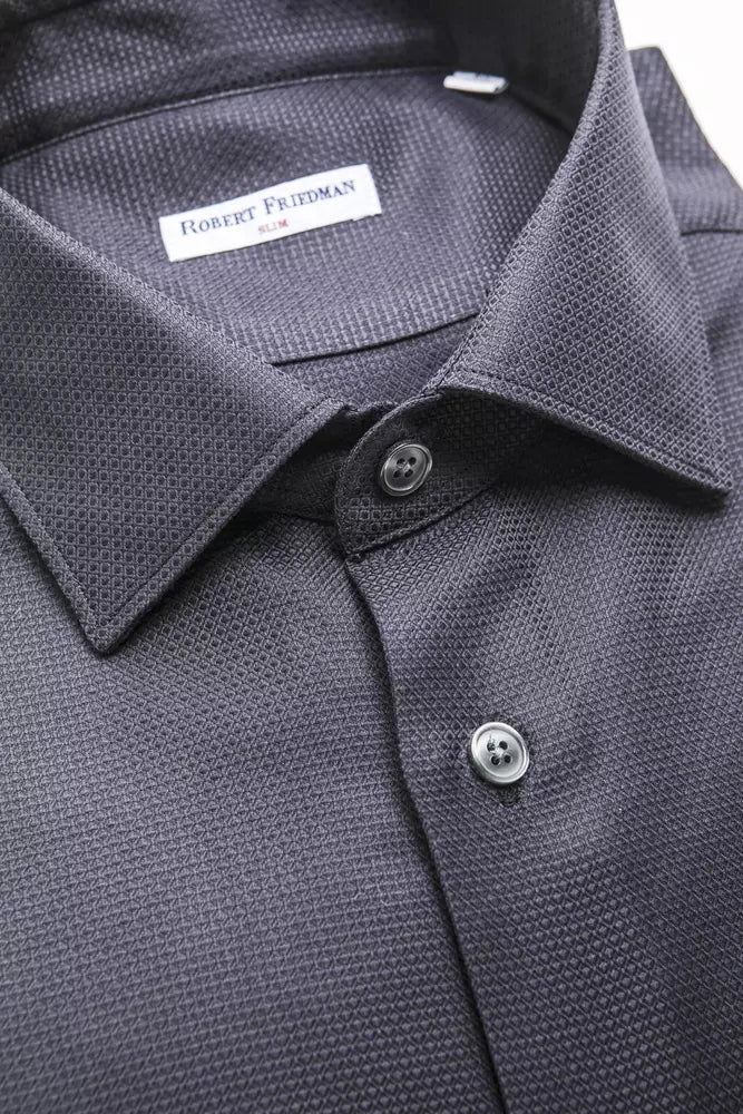 Robert Friedman Blue Cotton Men Shirt -   -  Robert Friedman.