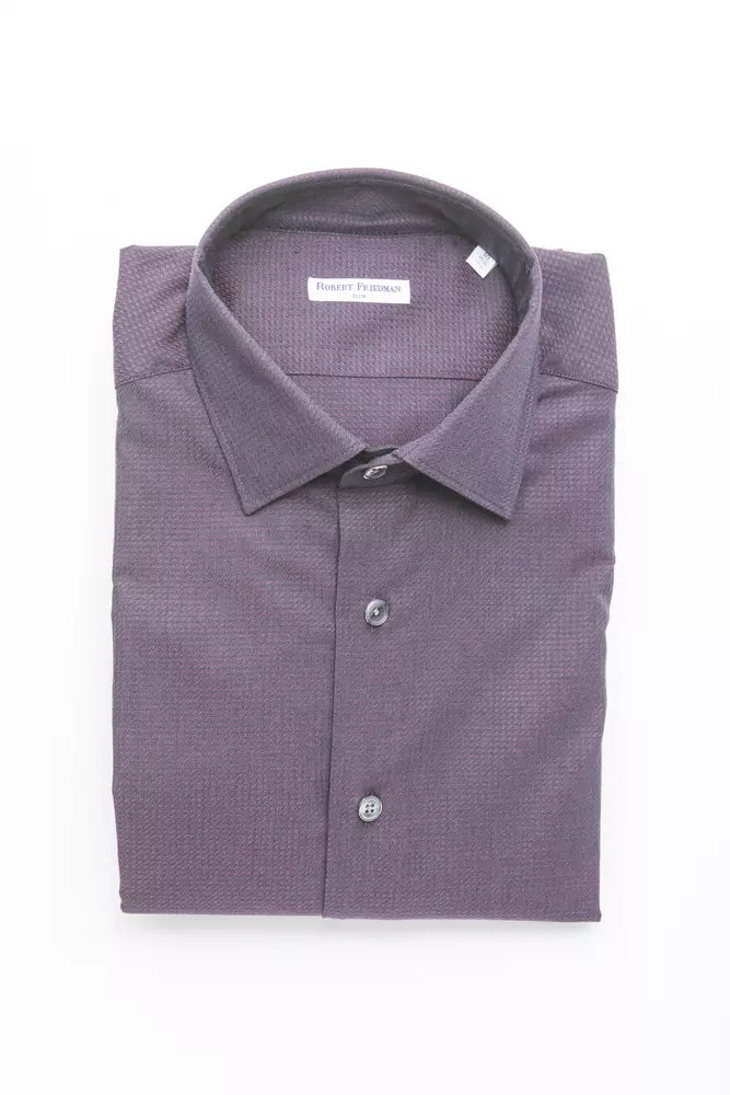 Robert Friedman Burgundy Cotton Men Shirt -   -  Robert Friedman.