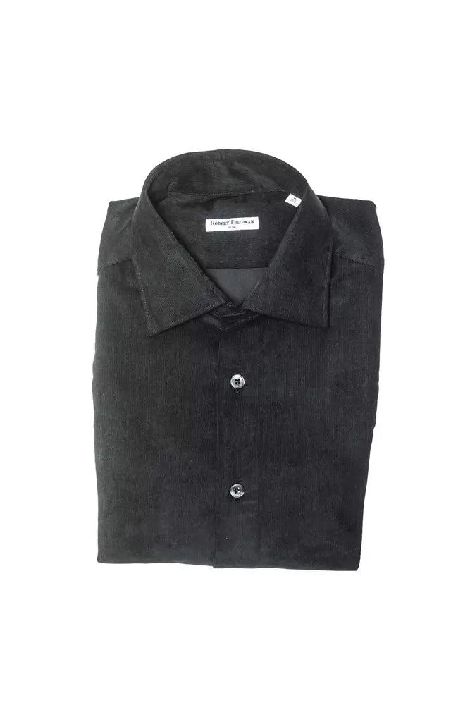 Robert Friedman Black Cotton Men Shirt -   -  Robert Friedman.