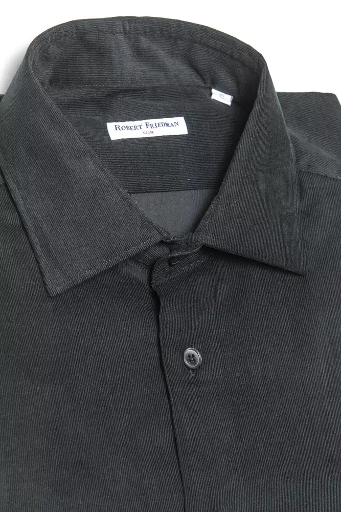 Robert Friedman Black Cotton Men Shirt -   -  Robert Friedman.