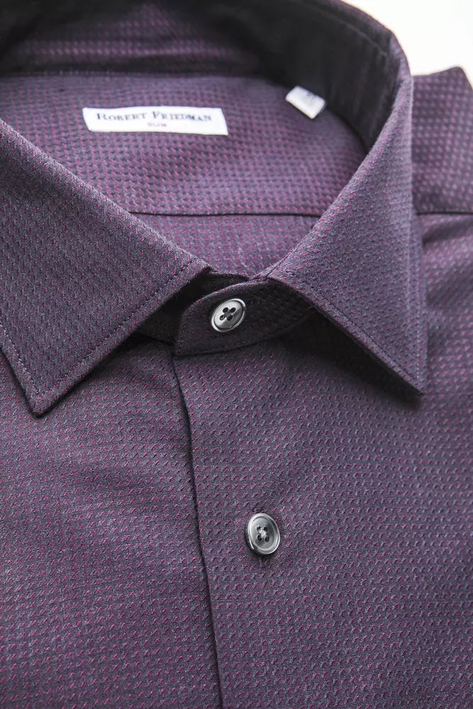 Robert Friedman Burgundy Cotton Men Shirt -   -  Robert Friedman.
