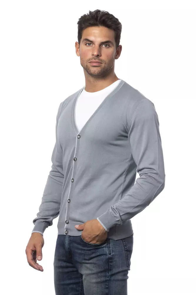 Verri Gray Cotton Men Cardigan -   -  Verri.