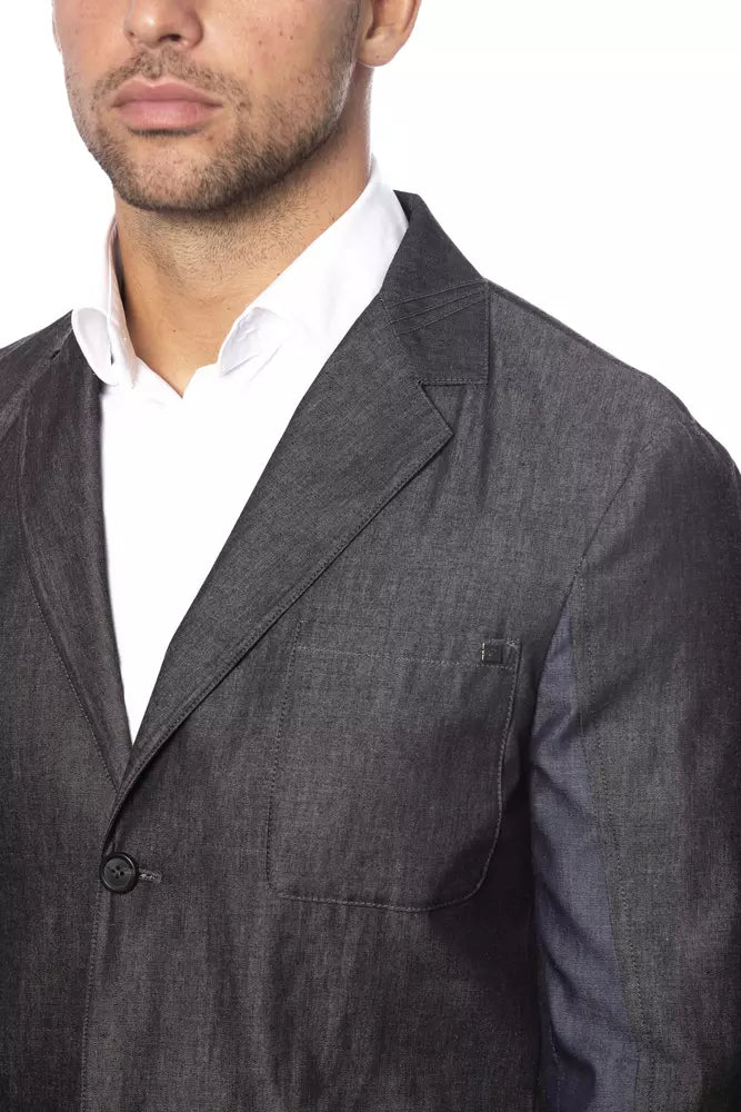 Verri Gray Cotton Men Blazer -   -  Verri.