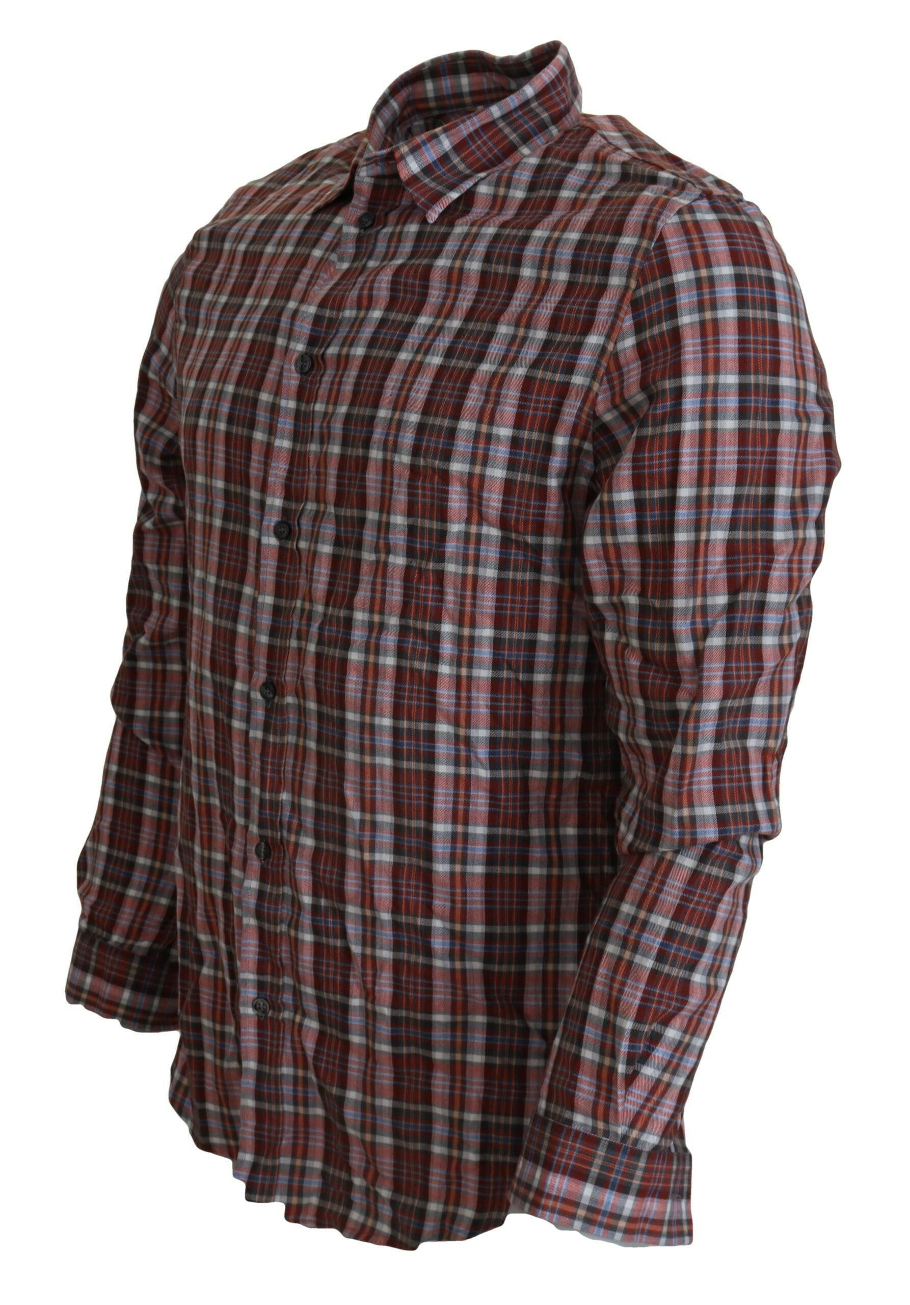 GF Ferre Multicolor Checkered Cotton Long Sleeves Casual Shirt -   -  GF Ferre.