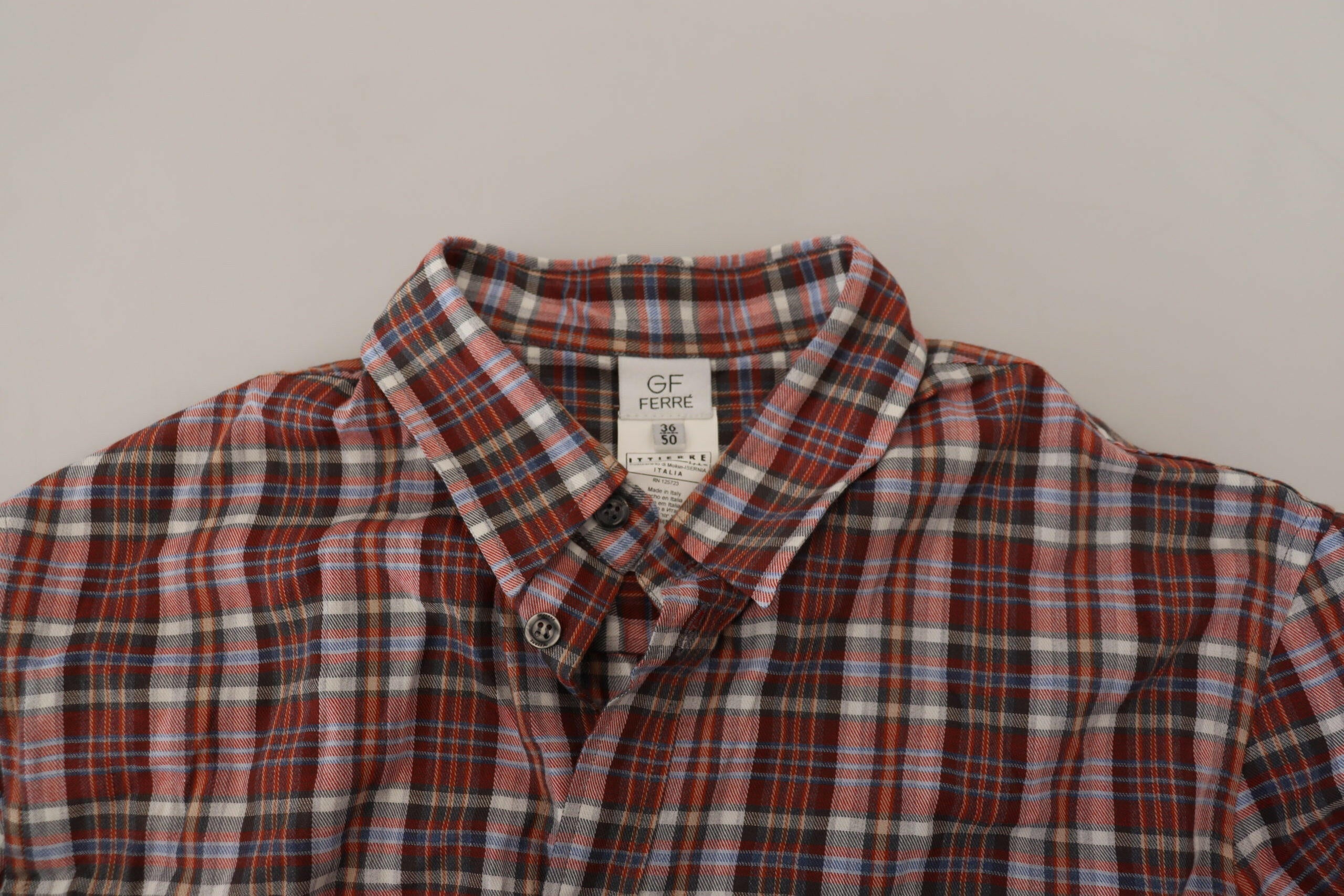 GF Ferre Multicolor Checkered Cotton Long Sleeves Casual Shirt -   -  GF Ferre.