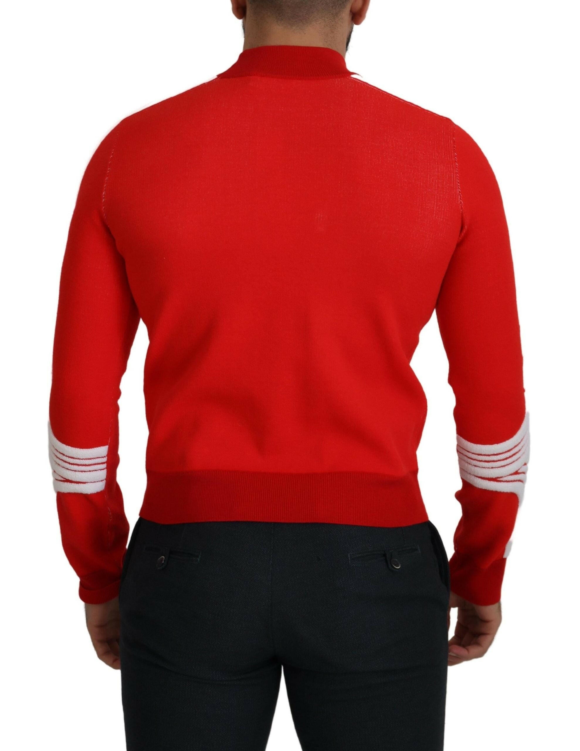 GCDS Red Wool Logo Printed Crew Neck Men Pullover Sweater -   -  GCDS.