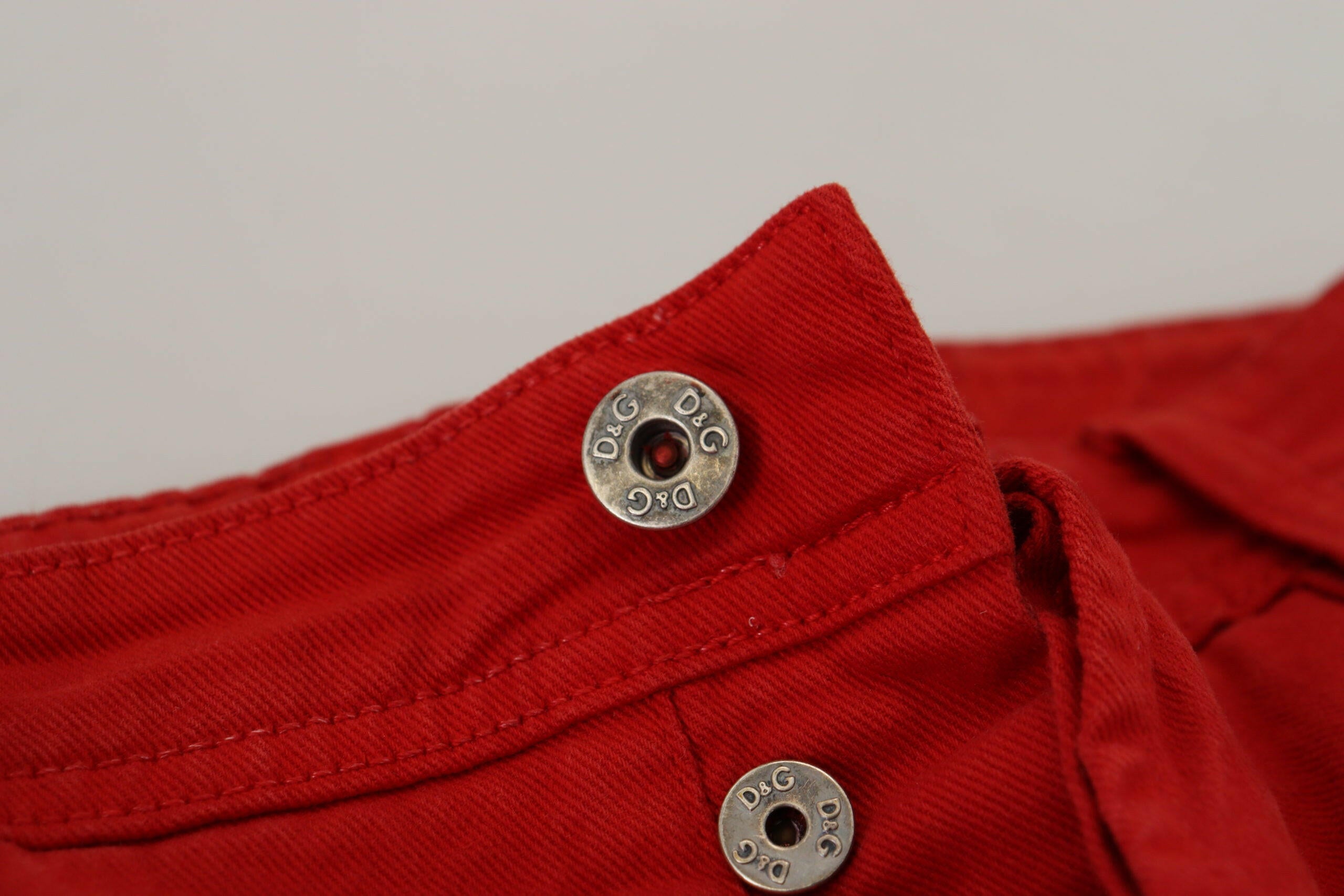 Dolce & Gabbana Red Cotton Straight Fit Men Denim Jeans -   -  Dolce & Gabbana.