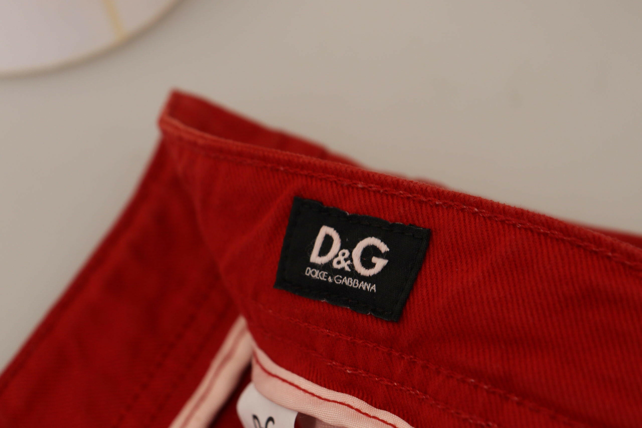 Dolce & Gabbana Red Cotton Straight Fit Men Denim Jeans -   -  Dolce & Gabbana.