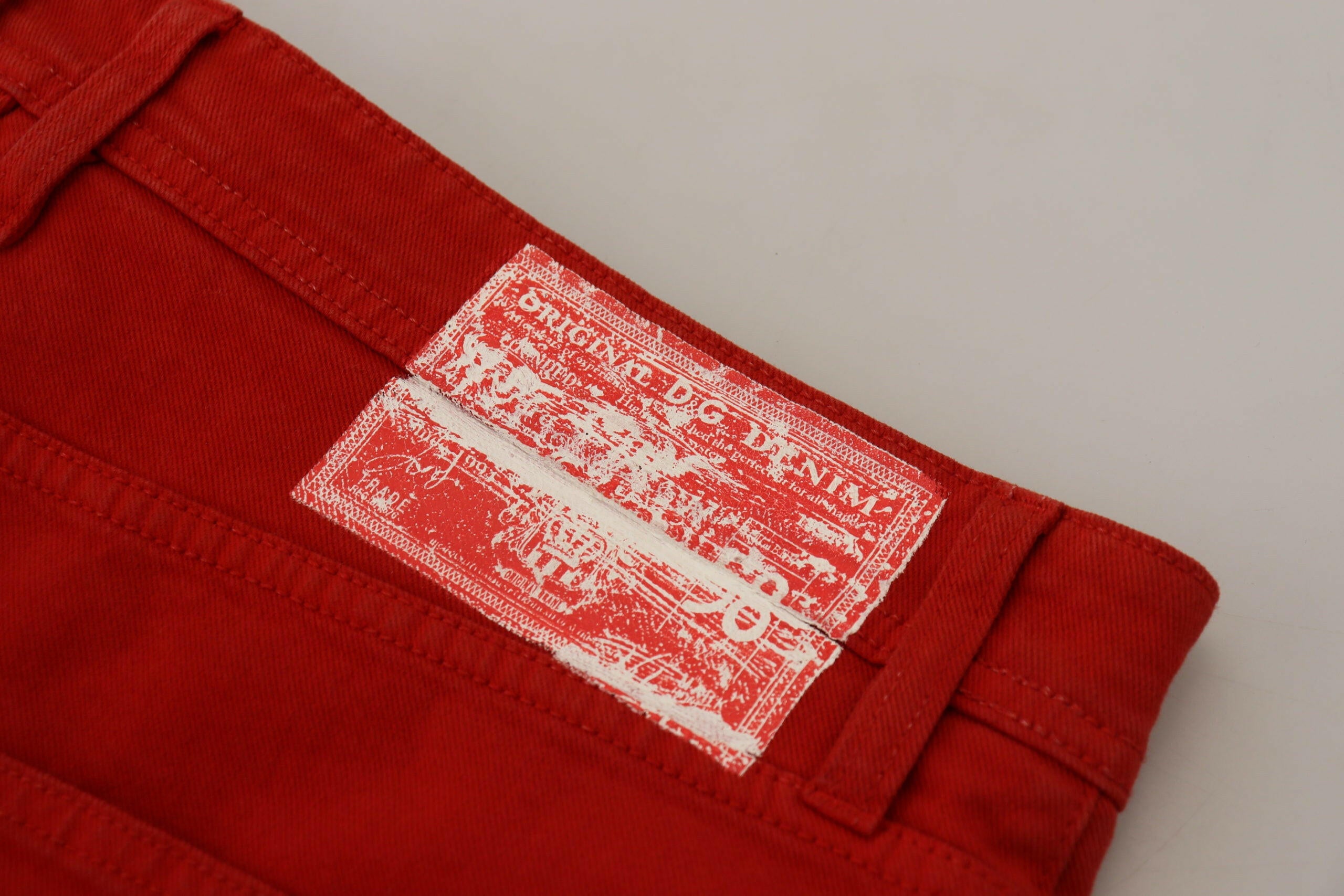 Dolce & Gabbana Red Cotton Straight Fit Men Denim Jeans -   -  Dolce & Gabbana.