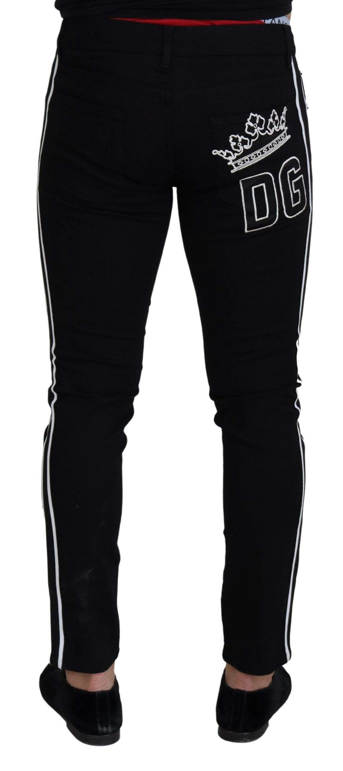 Dolce & Gabbana Black Cotton DG Crown Men Denim Jeans -   -  Dolce & Gabbana.
