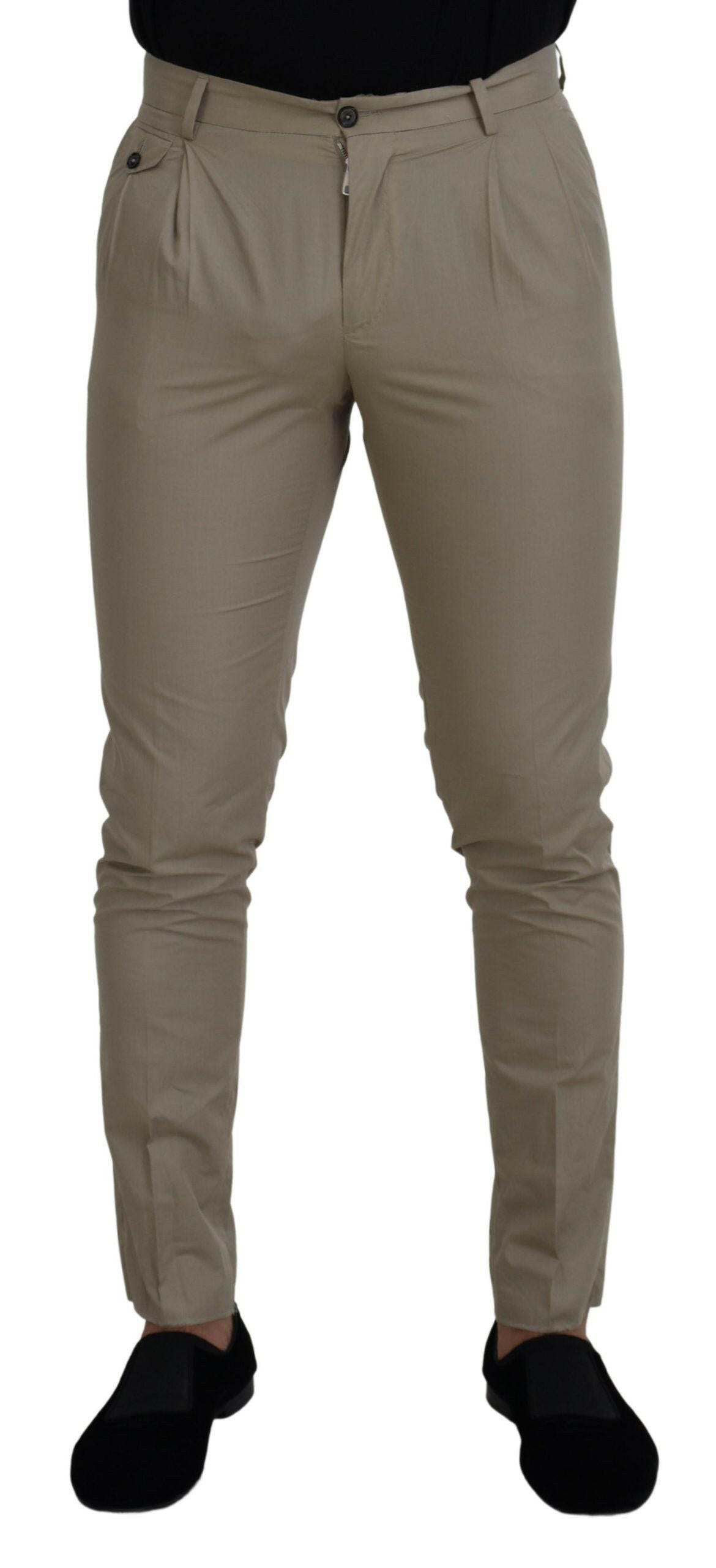 Dolce & Gabbana Beige Cotton Slim Fit Men Pants -   -  Dolce & Gabbana.