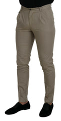 Dolce & Gabbana Beige Cotton Slim Fit Men Pants -   -  Dolce & Gabbana.