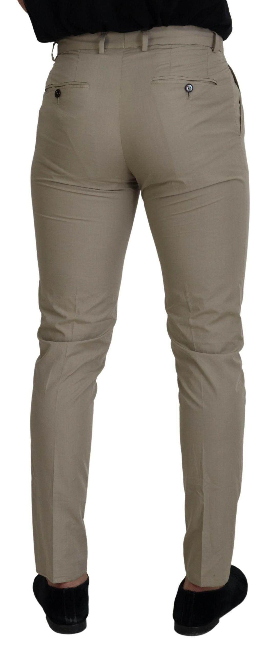 Dolce & Gabbana Beige Cotton Slim Fit Men Pants -   -  Dolce & Gabbana.