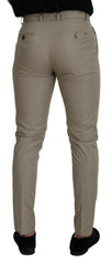 Dolce & Gabbana Beige Cotton Slim Fit Men Pants -   -  Dolce & Gabbana.