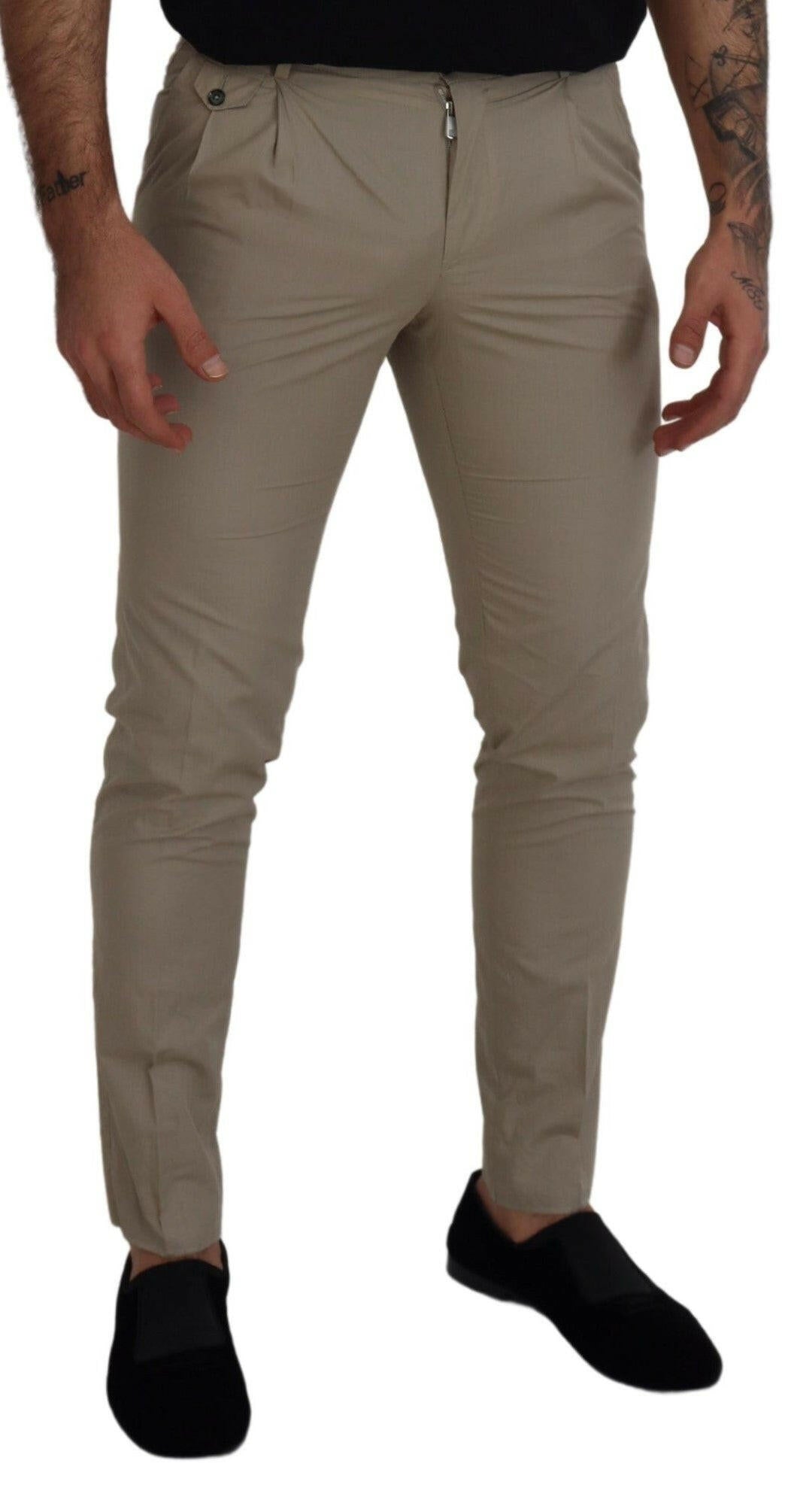 Dolce & Gabbana Beige Cotton Slim Fit Men Pants -   -  Dolce & Gabbana.
