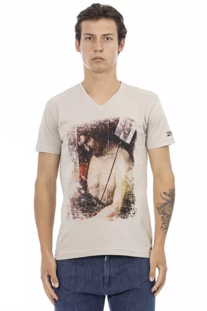 Trussardi Action Beige Cotton Men T-Shirt -   -  Trussardi Action.