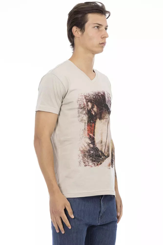 Trussardi Action Beige Cotton Men T-Shirt -   -  Trussardi Action.