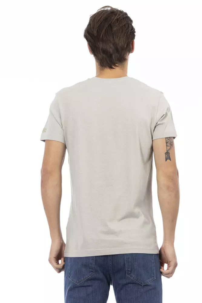 Trussardi Action Gray Cotton Men's V-Neck T-Shirt -   -  Trussardi Action.
