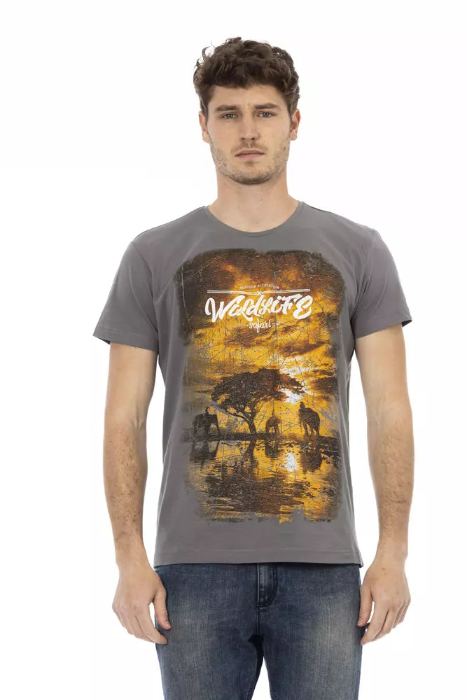 Trussardi Action Gray Cotton Men T-Shirt -   -  Trussardi Action.