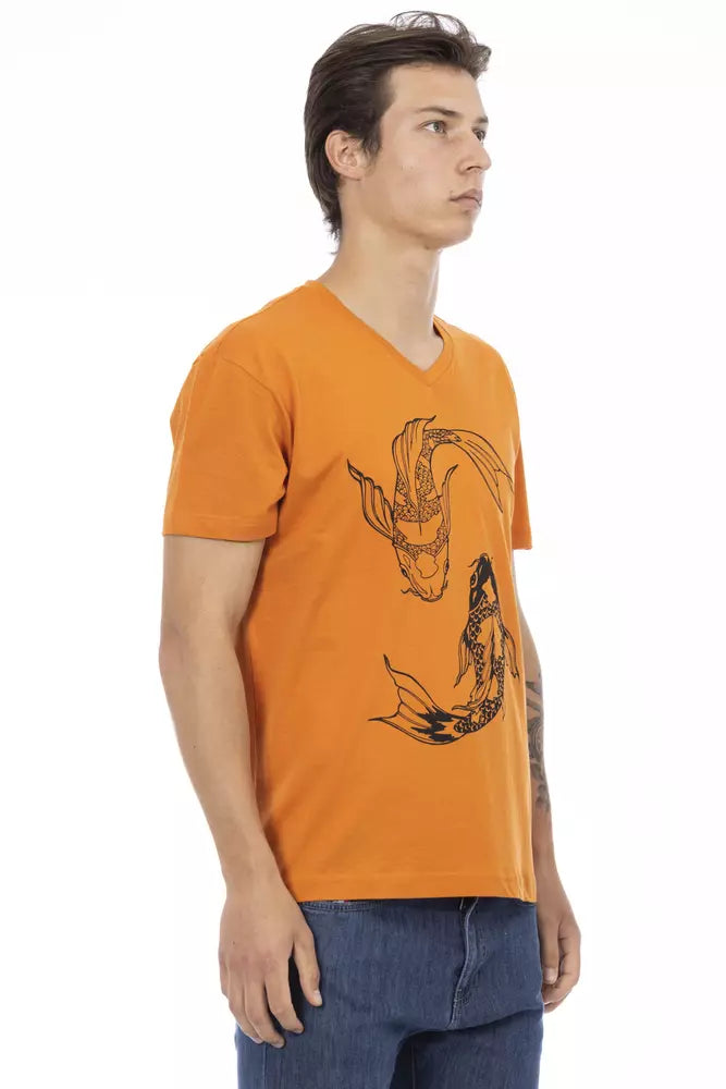 Trussardi Action Orange Cotton Men T-Shirt -   -  Trussardi Action.